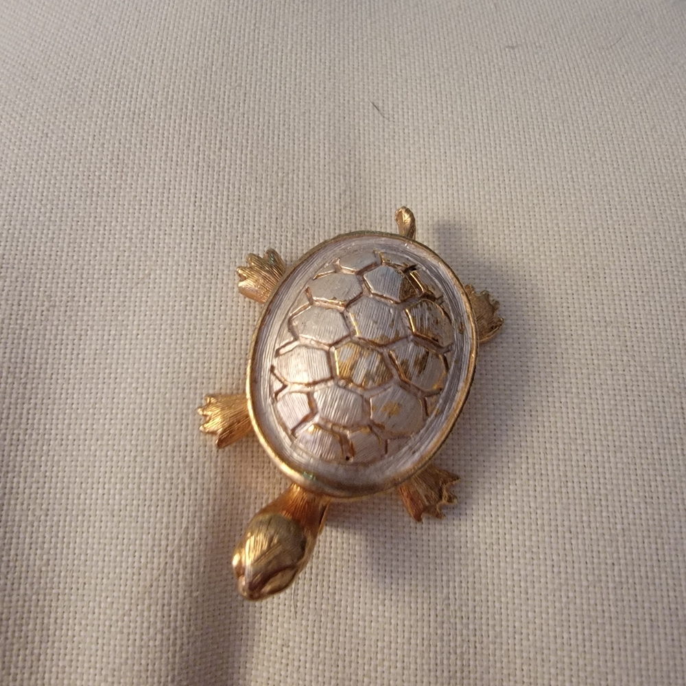 Vintage Gold and Silver Turtle Brooch